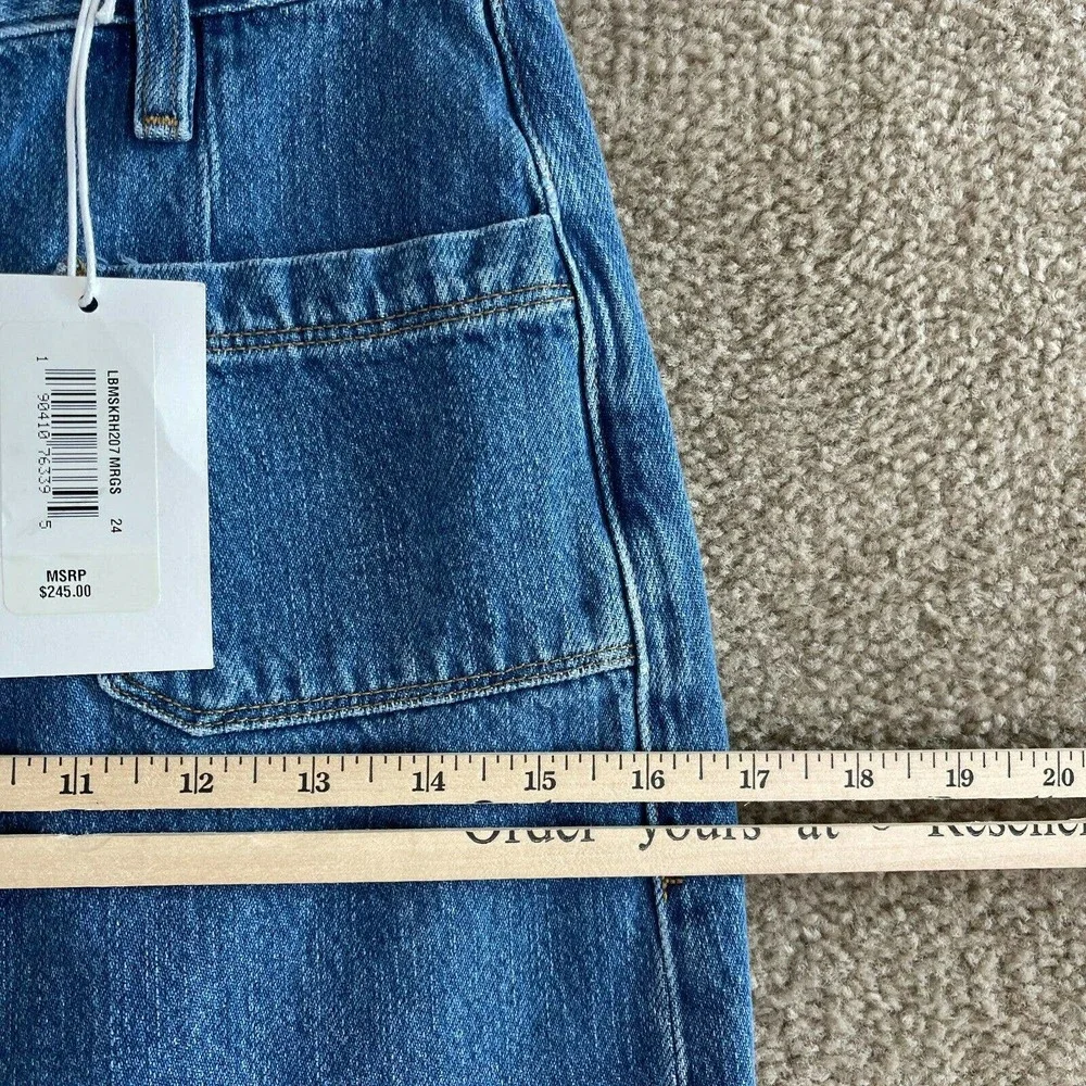 Frame Le Bardot Denim Jean Skirt Womens 24 Margolis Midi High Rise Raw Hem NEW - Picture 8 of 12